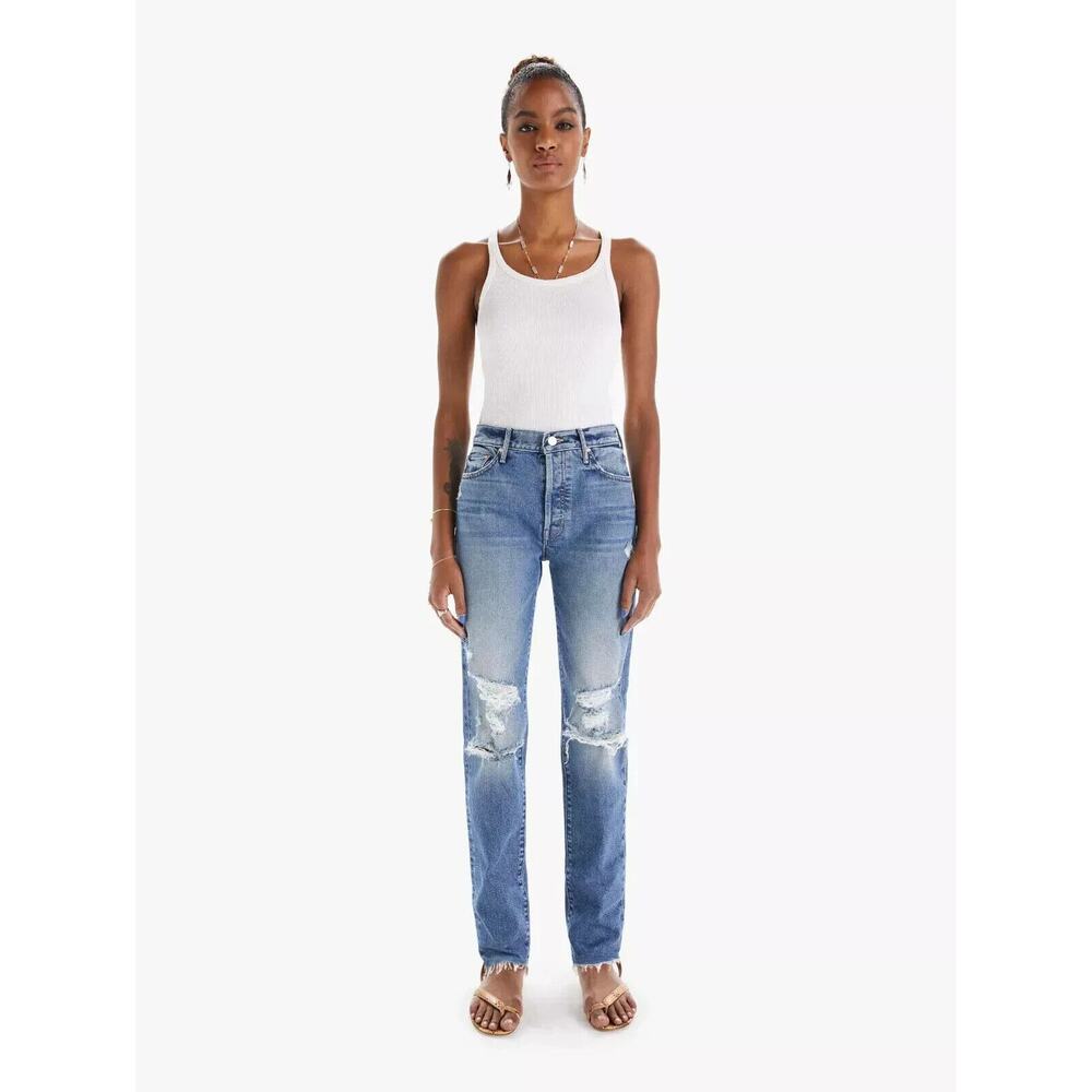 Mother Superior The Trickster Skimp Fray Blue Denim Jeans Thrill Seeker Size 25